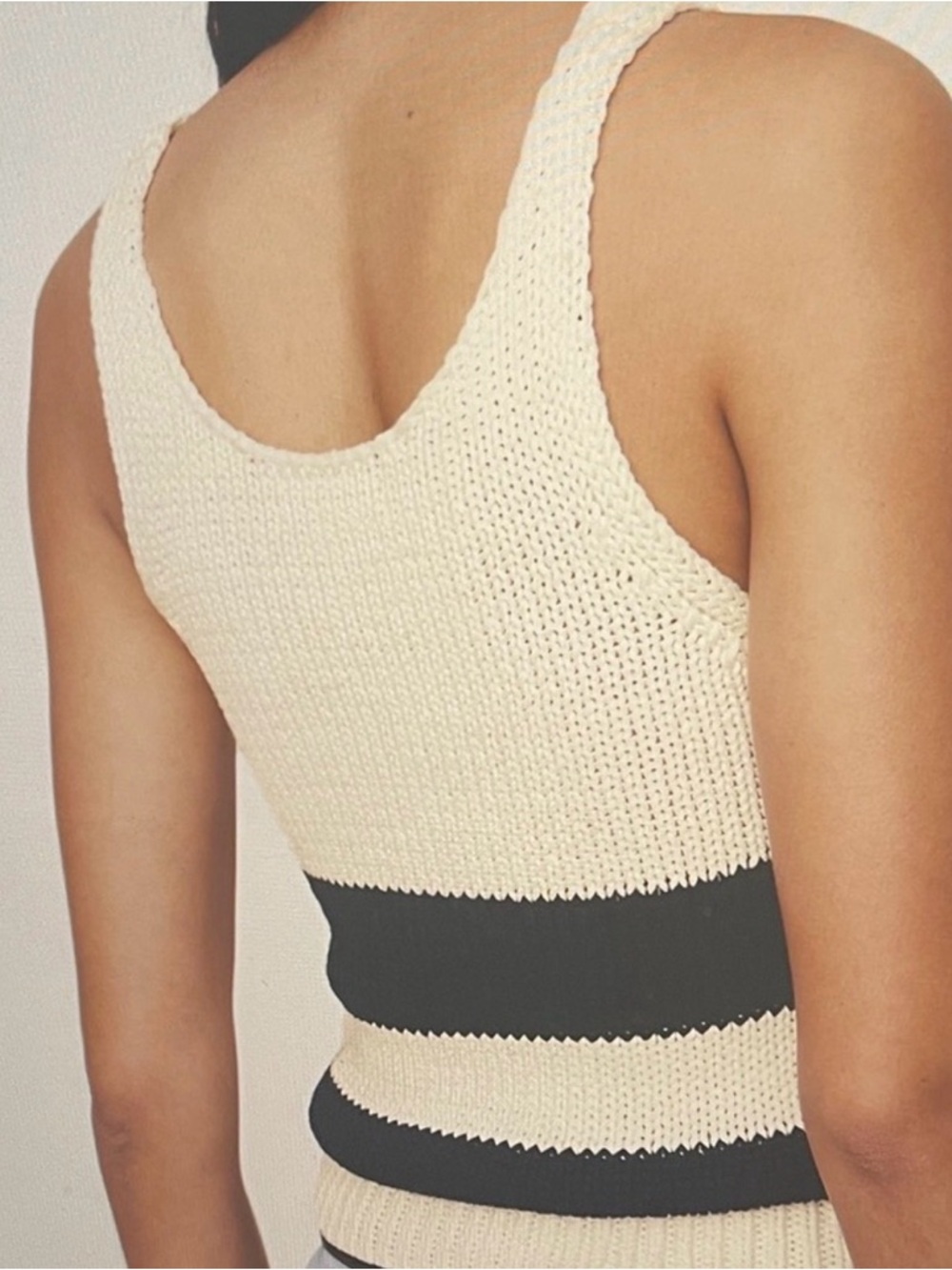 NWT Banana Republic Cream & Navy Striped Sweater Knit Tank - Picture 2 of 14